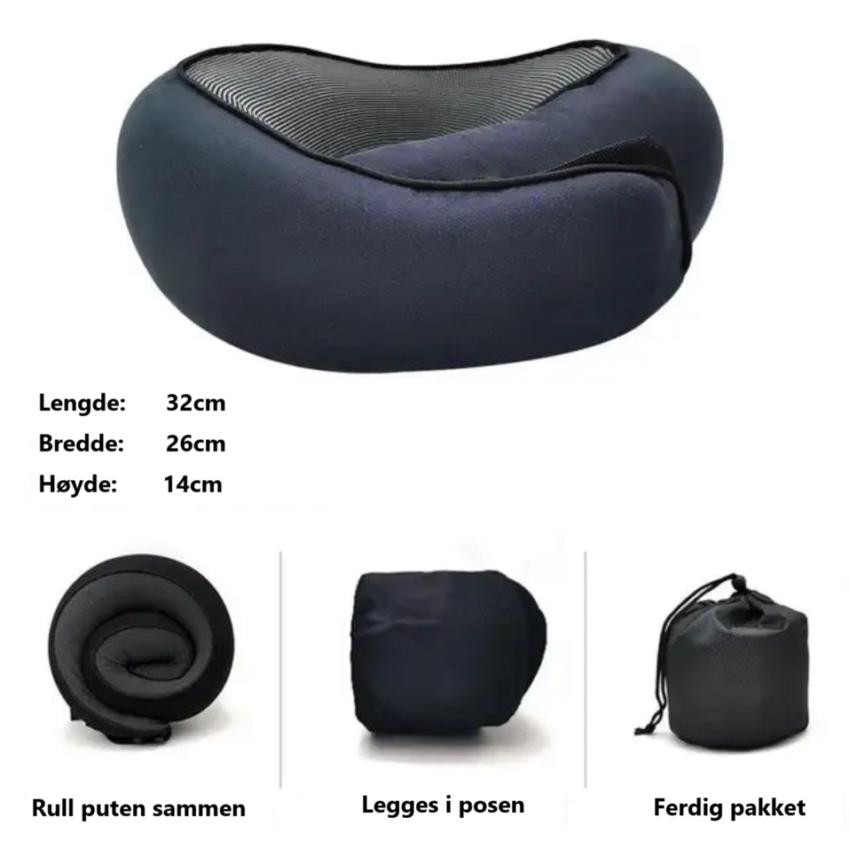 Vitera Nakkepute - Reisepute med Memory Foam (Marine blå)