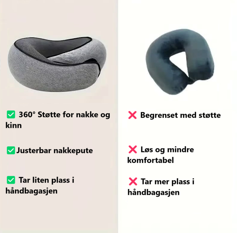 Vitera Nakkepute - Reisepute med Memory Foam (Grå)